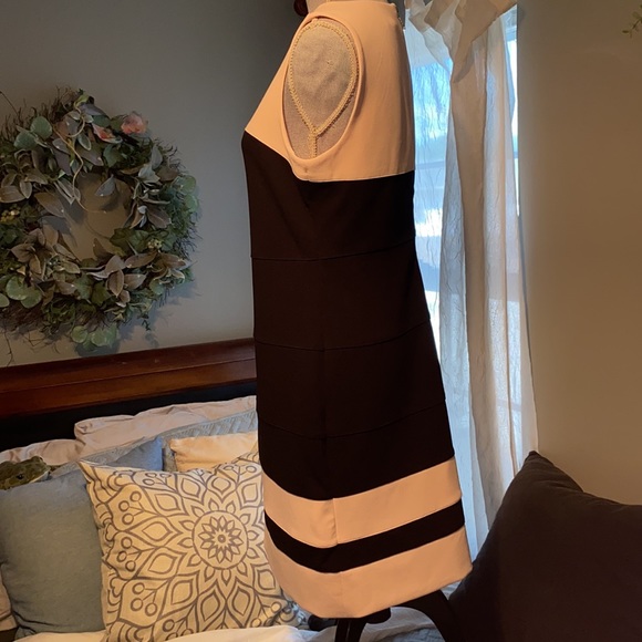 Tommy Hilfiger Colorblock sleeveless knee length pink and black sheath dress 6 - Picture 5 of 15